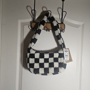 Vans classic Black & White Fuzzy Checkered shoulder mini bag NWT